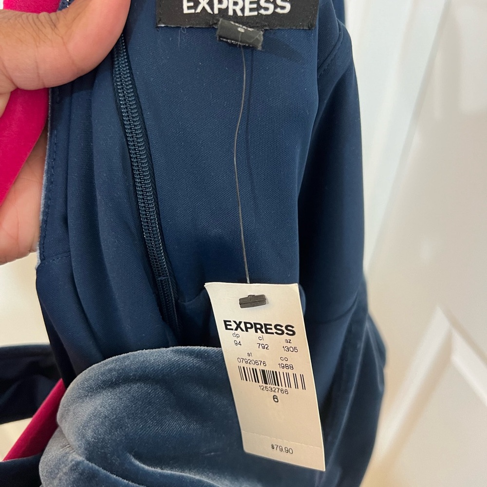 Express Velvet Blue Mini Dress - Picture 4 of 12